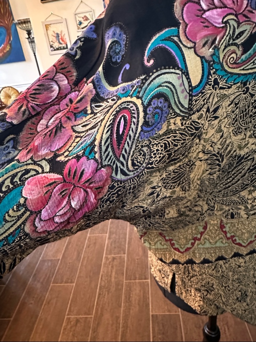 Carole Little Black and Gold Paisley Knit Top - Picture 4 of 4
